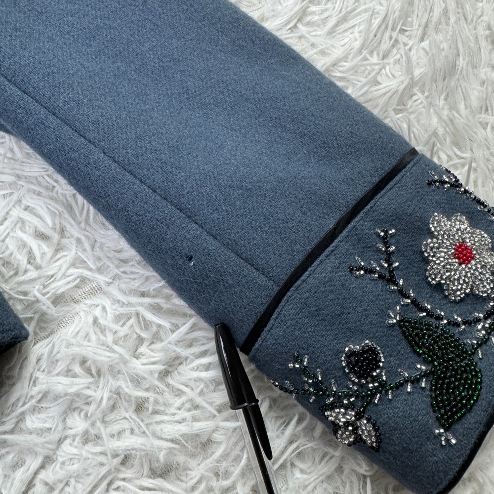 Double D Ranch Jacket Womens Small Blue Beaded Western Wool Buttoned Blazer S - Picture 4 of 12